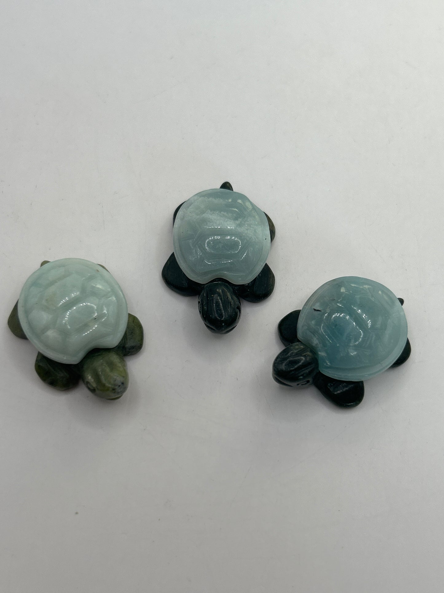 Turtles with Green Jasper Bodies, Varied Shells