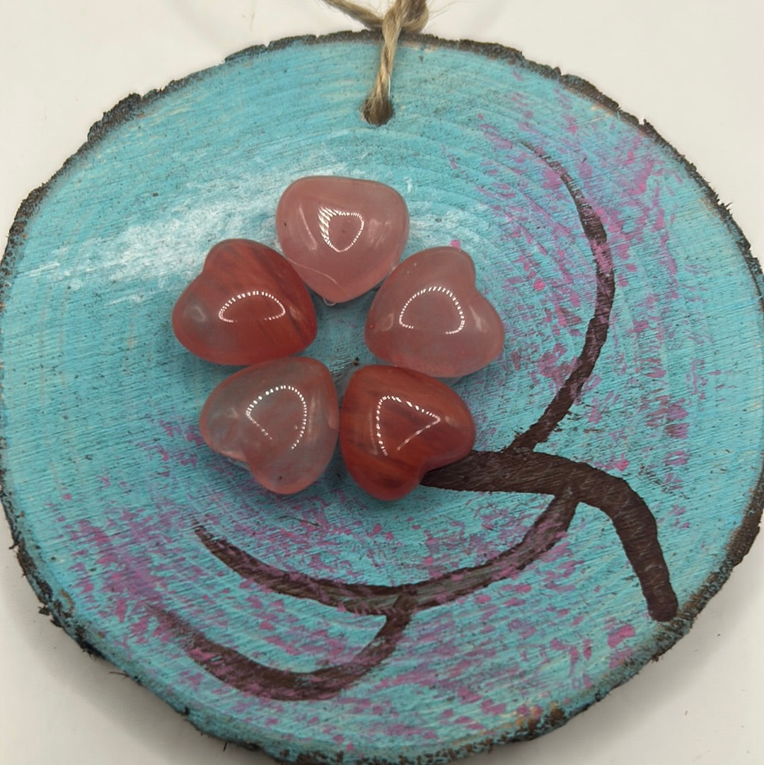 Cherry Quartz on Wood Slice