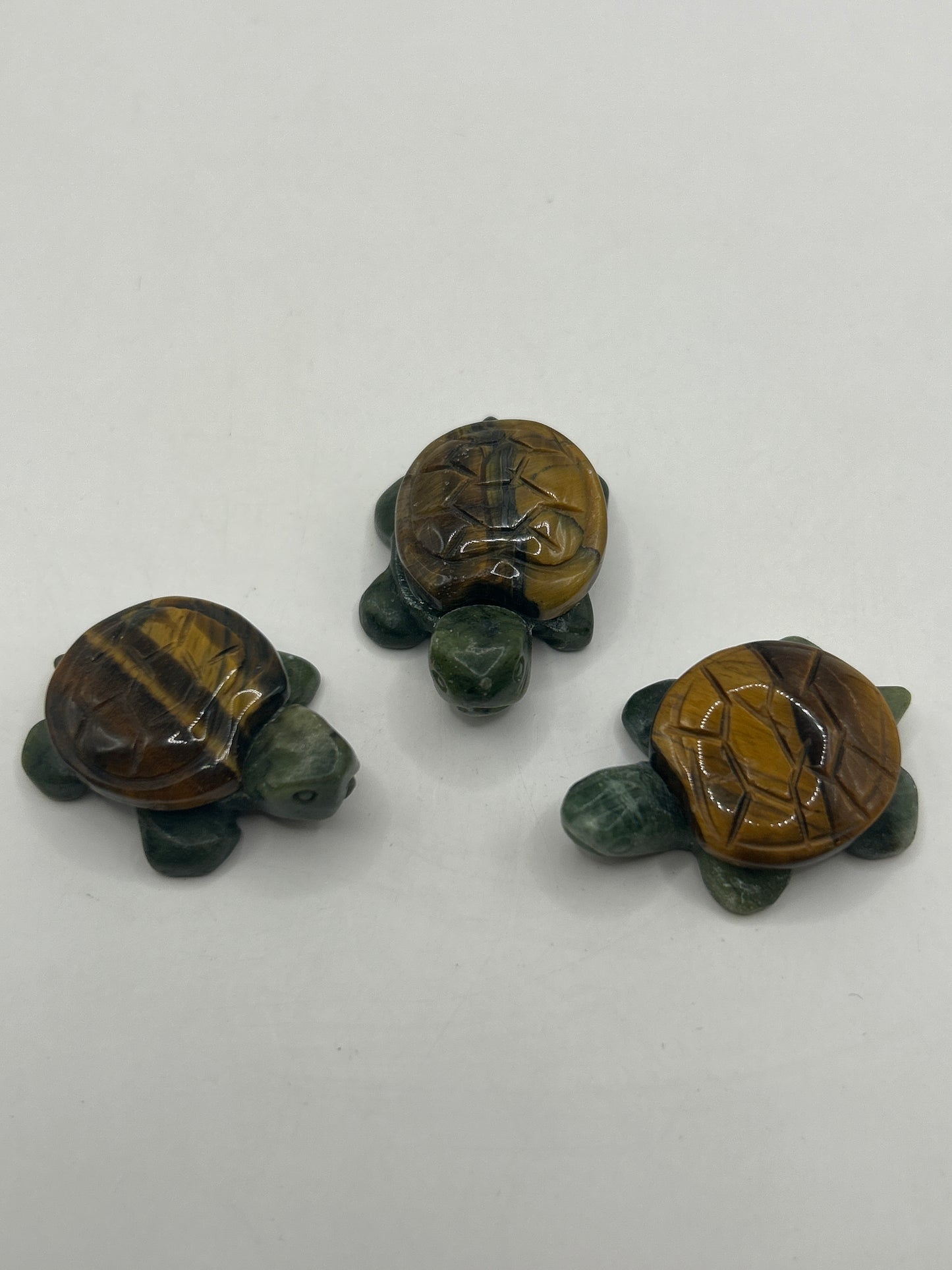 Turtles with Green Jasper Bodies, Varied Shells