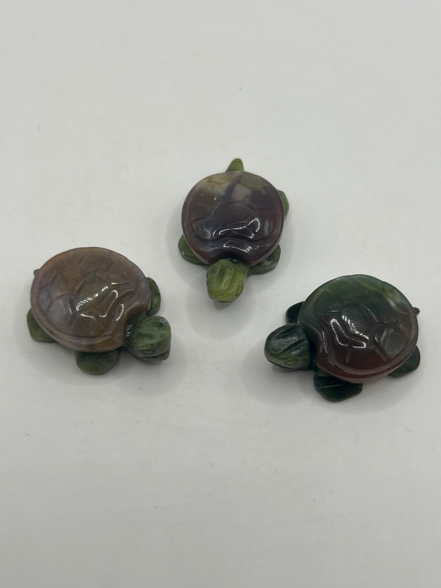 Turtles with Green Jasper Bodies, Varied Shells